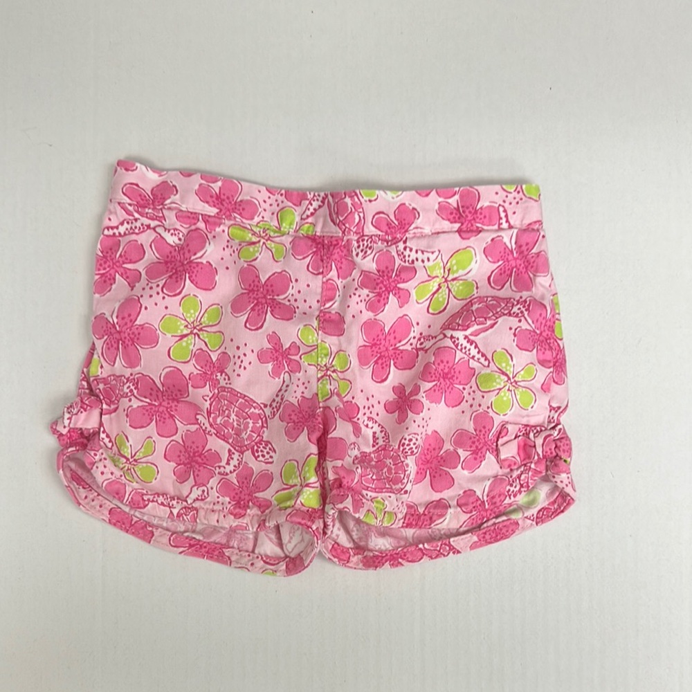 Lilly Pulitzer Pink and Green Floral Shorts. Size 4-5.